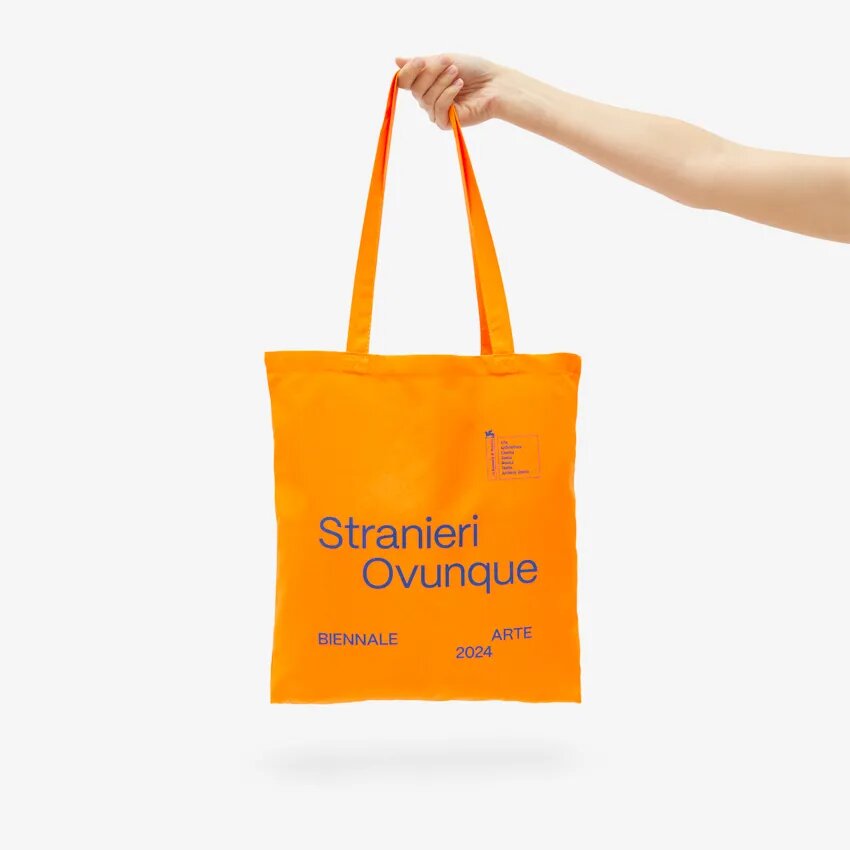 ORANGE TOTE BAG STRANGERS EVERYWHERE La Biennale Gifts